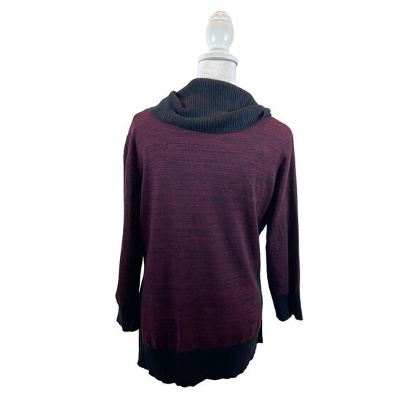 Apt. 9 Lace Detail Cowl Neck Sweater Bordeaux Marl Color Size Petite Large - Picture 2 of 11